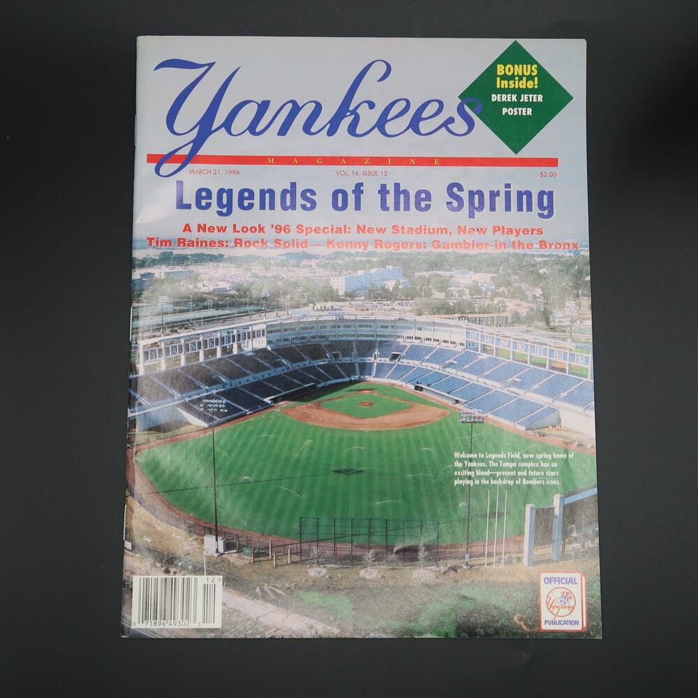 New York Yankee Magazine March 31 1996 Derek Jeter Poster MLB Baseball Vintage